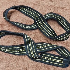 Black and Yellow Striped Infinity Figure 8 Lifting Straps - Heavy Duty
